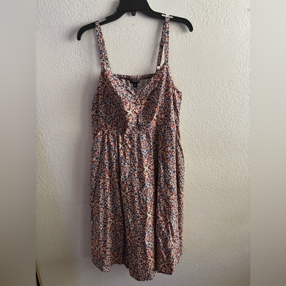torrid Floral Mini Dress in Pink, Blue, Cream Size 0X - Picture 6 of 15